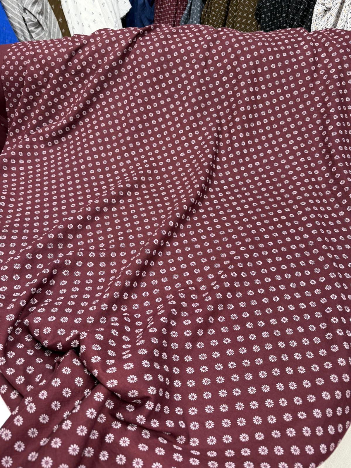ÇİFT KAT DESENLİ MÜSLİN - BORDO