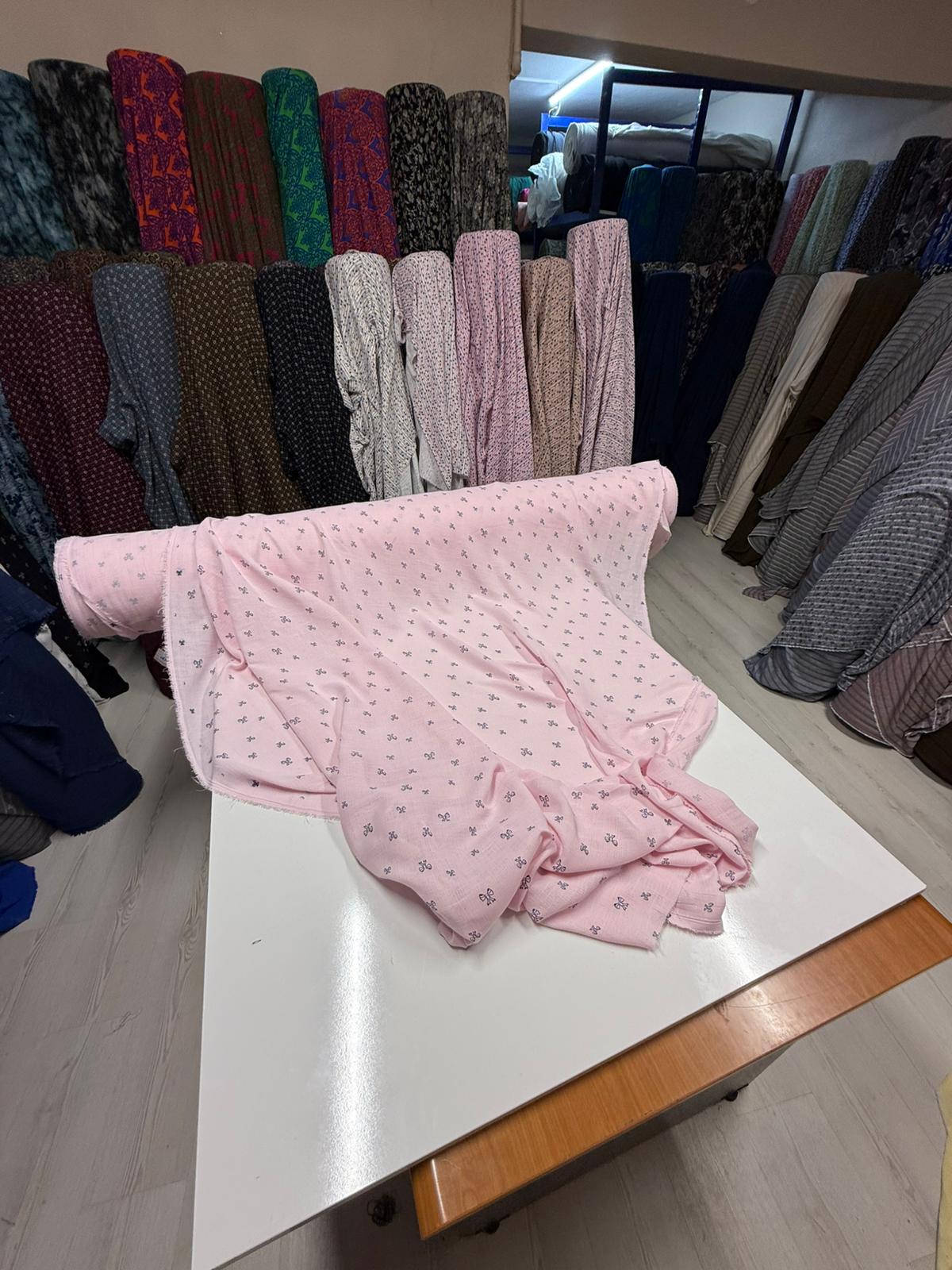ÇİFT KAT DESENLİ MÜSLİN - PUDRA