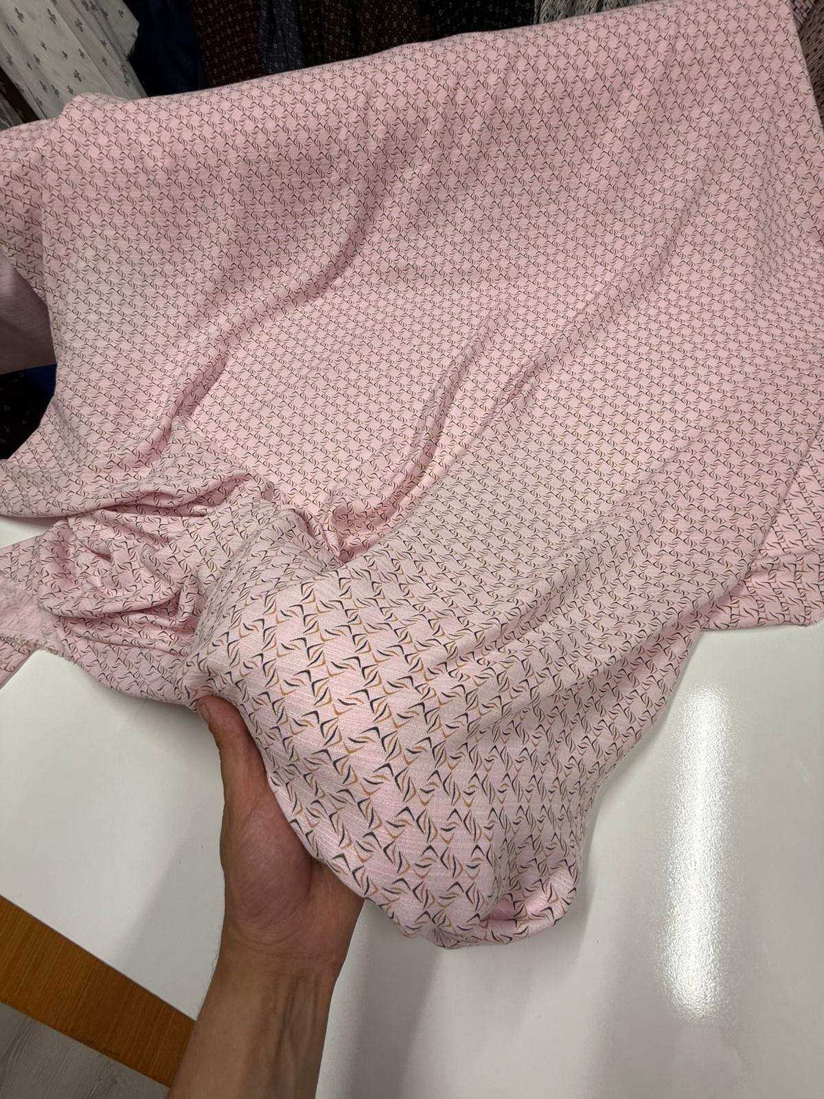 DESENLİ ÇİFT KAT MÜSLİN - TOZ PEMBE