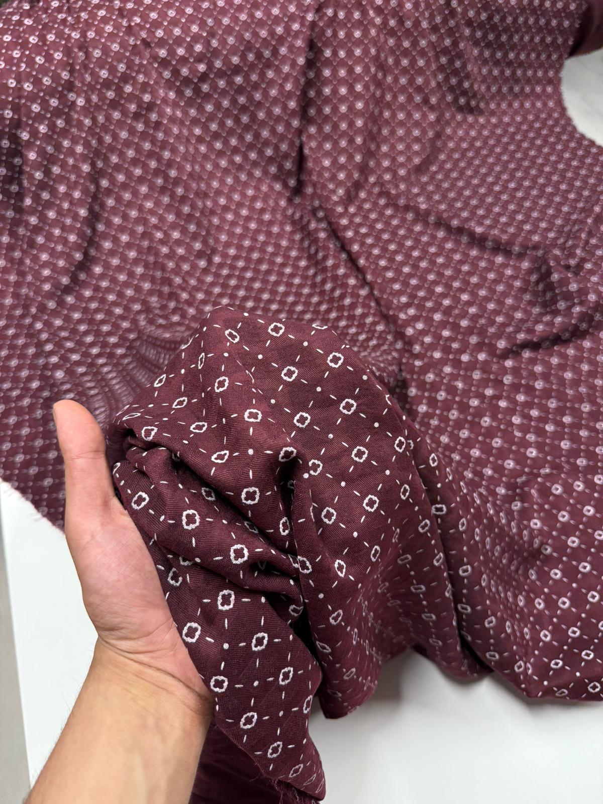 DESENLİ MÜSLİN - BORDO