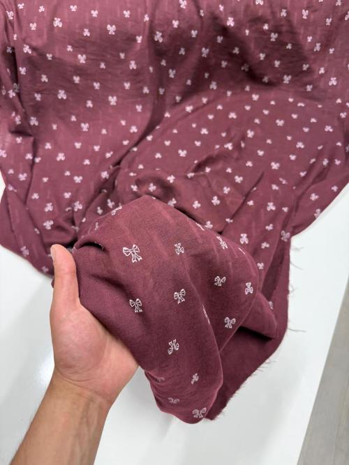 ÇİFT KAT DESENLİ MÜSLİN - BORDO